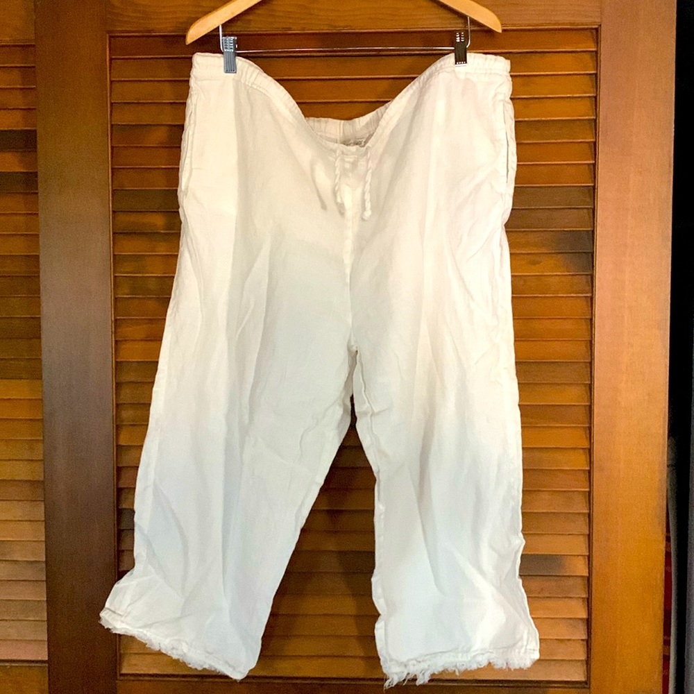 White linen drawstring pants, yoga, kundalini